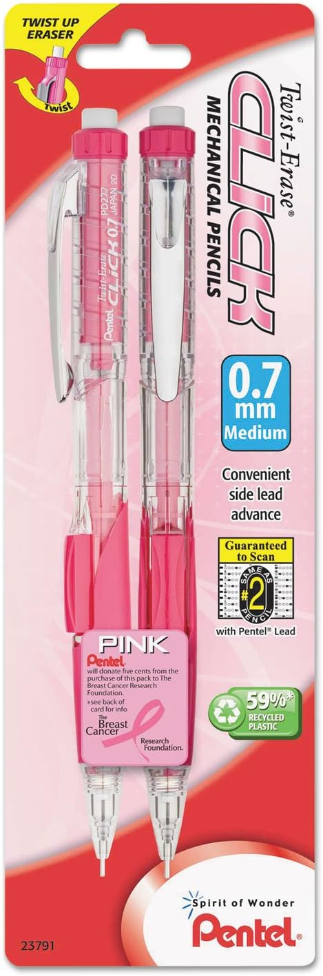 Pentel Breast Cancer Awareness Twist Erase CLICK Mechanical Pencil by PentelofAmerica