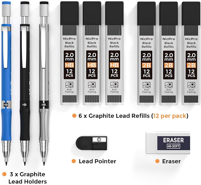 Nicpro 11 Pieces 2mm Mechanical Pencil Set - Image 6