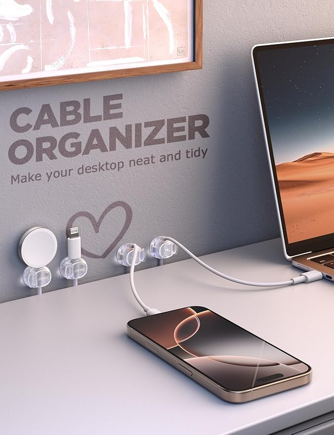 Chfeila 6 Pack Cable Clips, Dorm Room Essentials - Image 6