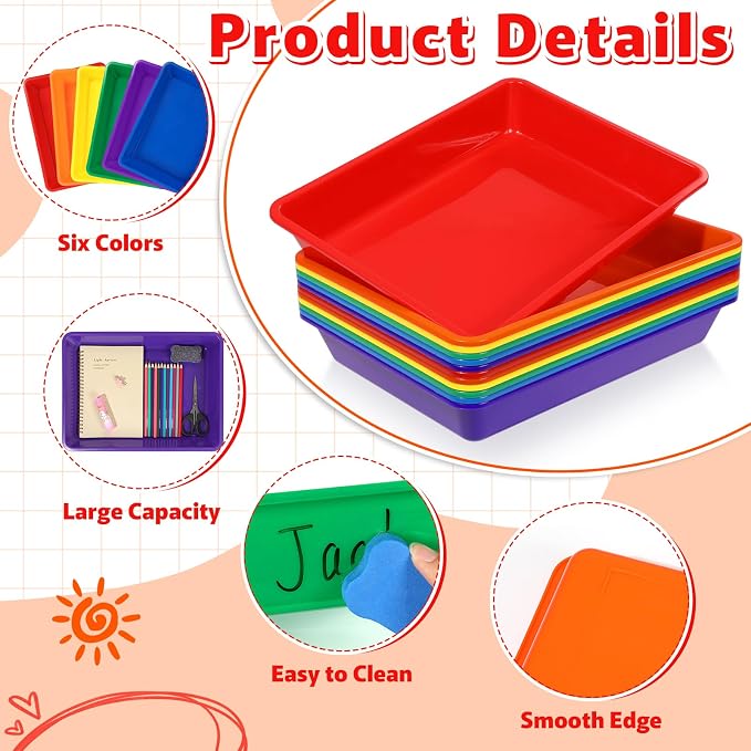 12 Pack Letter Size Flat Storage Paper Tray Organizer Bin Tray Plastic - Image 3