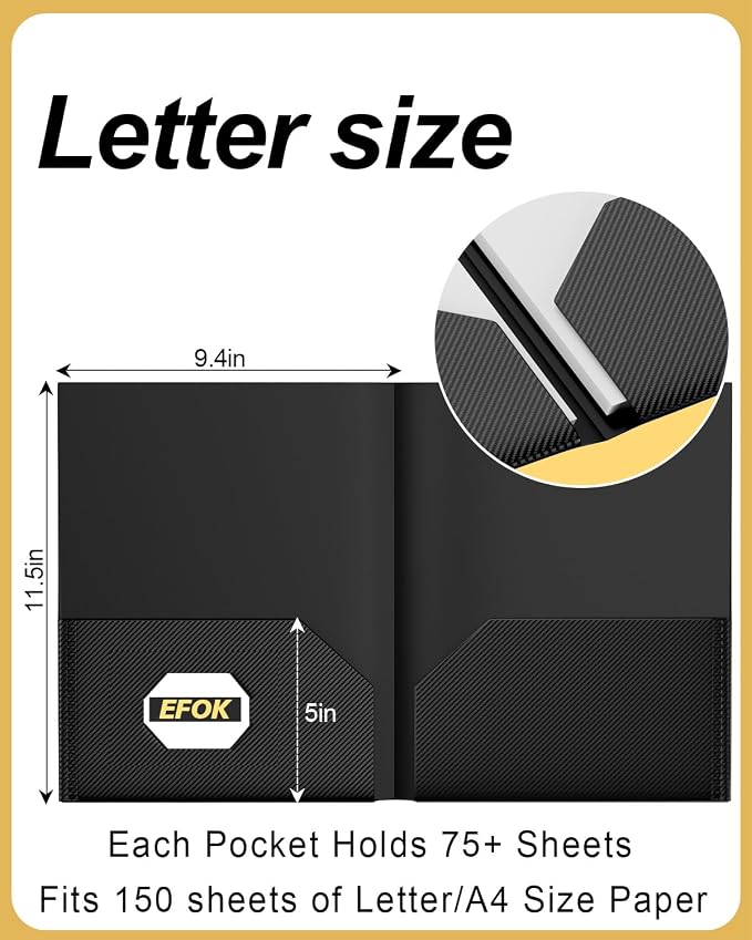 60 Pack Heavy Duty Black Plastic Folders - Image 2
