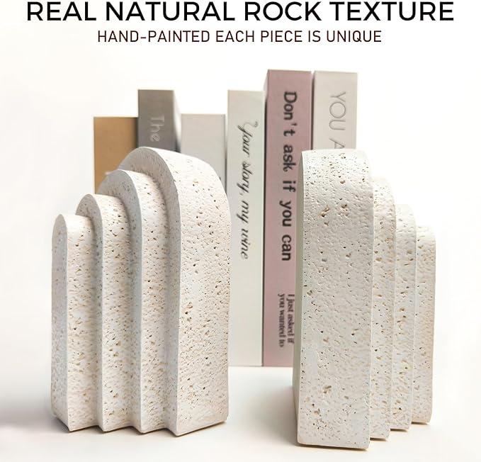Heavy Duty Book Ends for Shelves, Decorative Book Stopper for Shelves, Resin - Image 2
