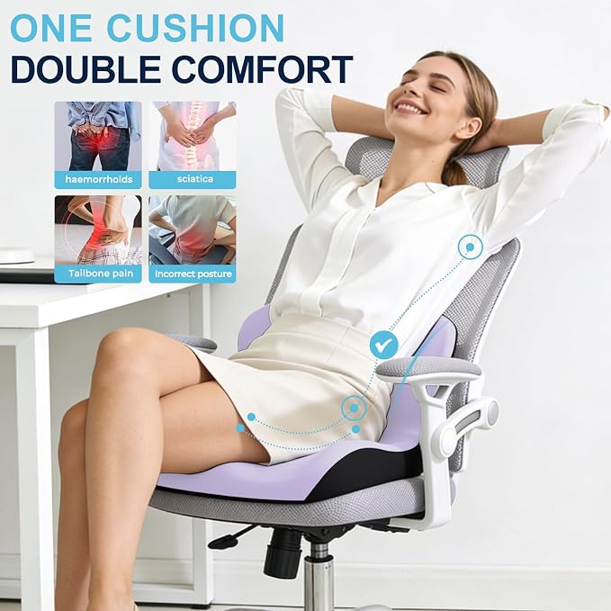 Seat Cushion for Office Chair and Car, L-Shaped Ergonomic Car Seat Cushions - Image 4