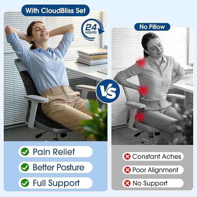 CloudBliss Lumbar Support Pillow & Seat Cushion Set - Image 3