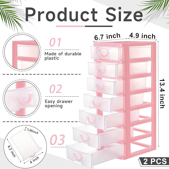 Thyle 2 Pcs Plastic Drawers Organizer Mini Organizer Stackable Plastic Clear - Image 3