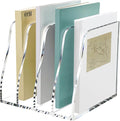 SANRUI Acrylic Desk File Organizer, 4 Vertical Compartments Clear Magazine File by SANRUI
