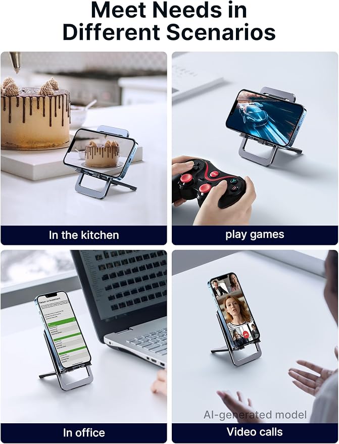 JSAUX Cell Phone Stand, Foldable Aluminum Adjustable Phone Holder - Image 4