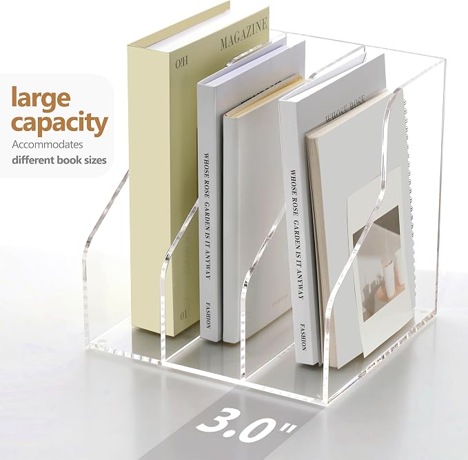 SANRUI 3 Slots Acrylic Magazine Holder, Desktop File Sorter Organizer Rack - Image 7