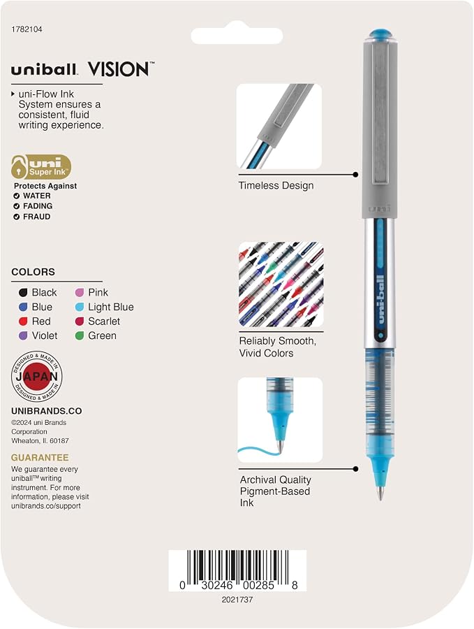 uniball™ Vision Rollerball Pens, Fine Point, 8 Pack - Image 8