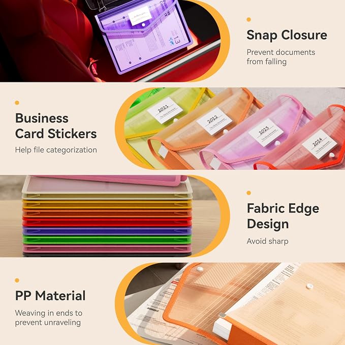 ABC life 8 Pack Plastic Expanding File Folder, Folders - Image 4