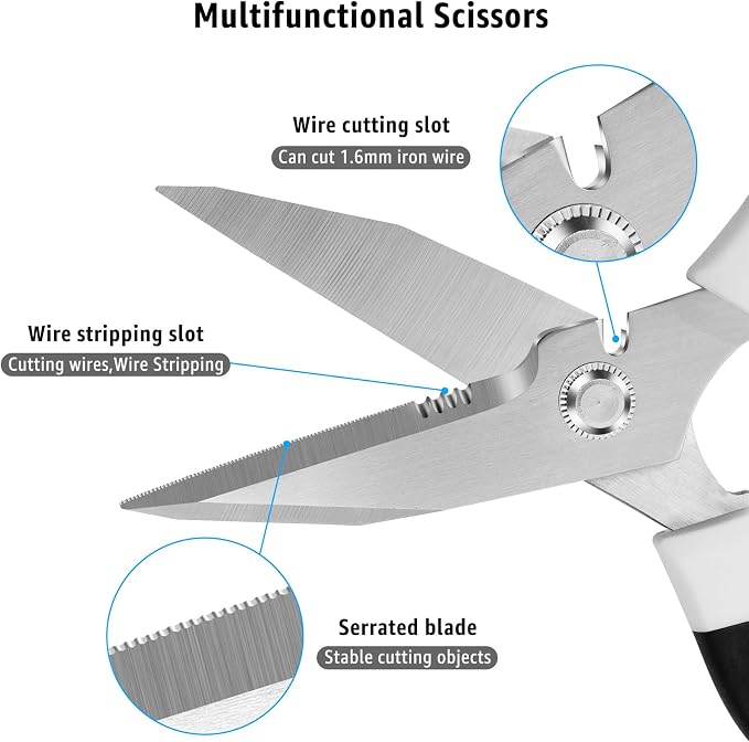 BoFuYuan 8-Inch Utility Scissors All Purpose Heavy Duty, Serrated Blade - Image 4