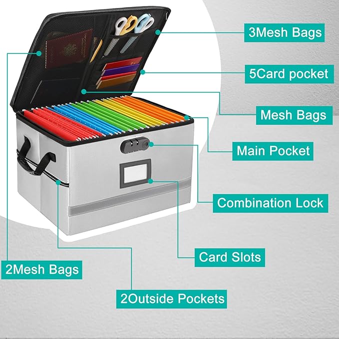 EXLIFBAG File Organizer, Fireproof File Box - Image 2