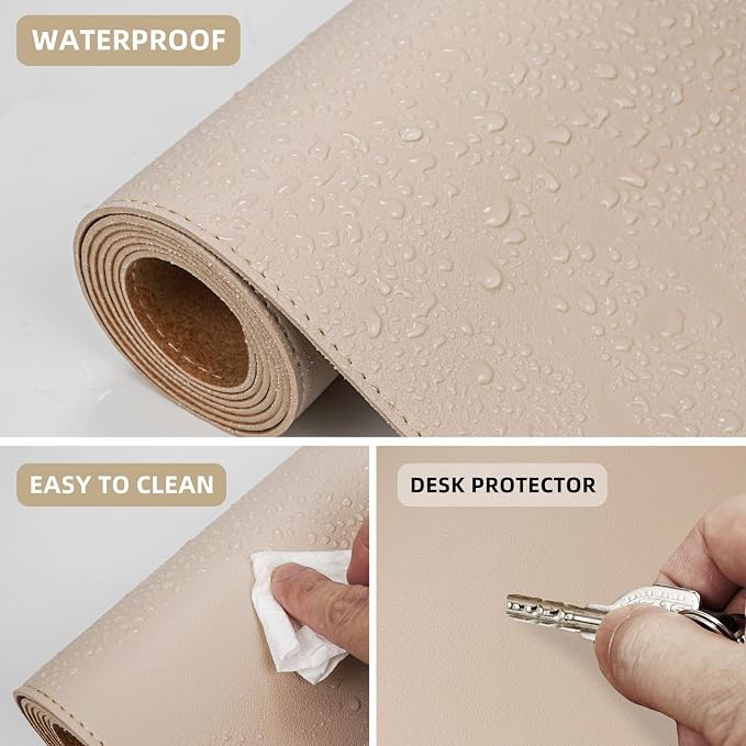 AFIING Leather Desk Mat, 31.5" x 17", Desk pad Protector | Dual-Sided Cork & PU - Image 4