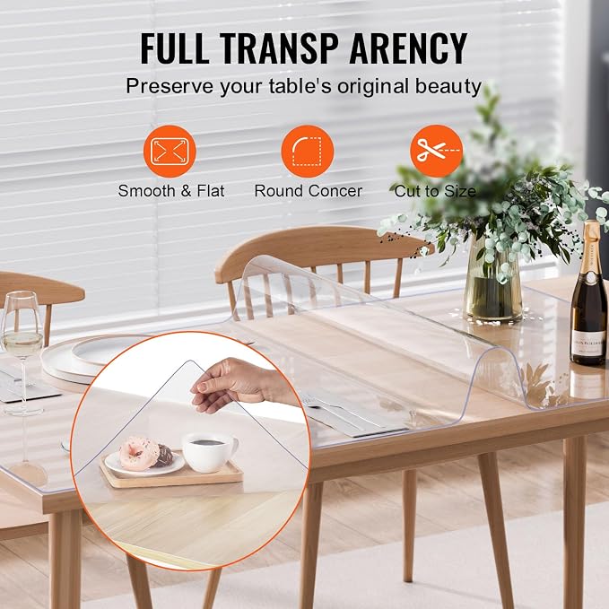 VEVOR Plastic Table Cover, 42 x 60 Inch 2.0 mm Thick Clear PVC Desk Mat - Image 5