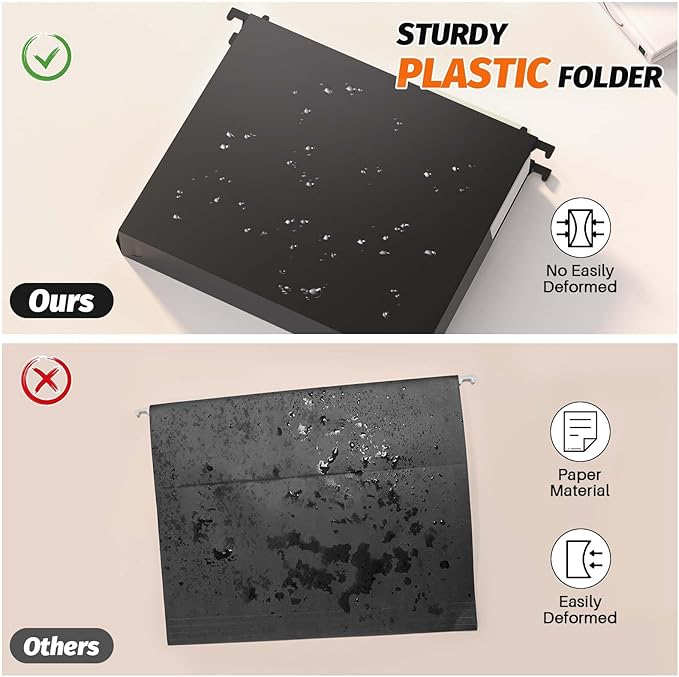 Shutex Extra Capacity Plastic Hanging File Folders, 12 Pack Reinforced Hang - Image 2