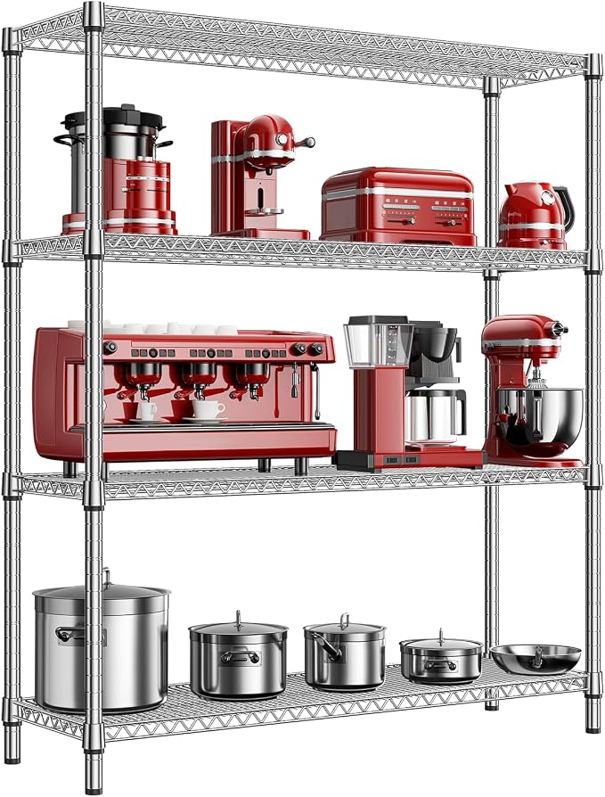 M MZG 2800 LBS 59" W 4 Tier Storage Shelves Rack Metal Wire Shelving Unit by MEIGAOPLASTICANDMETALHKCOLIMITED
