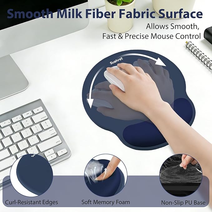 Sushret Mouse Pad and Keyboard Wrist Rest, 3-in-1 Gel Memory Foam Ergonomic - Image 3