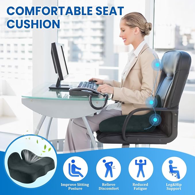 CushZone Seat Cushion, Memory Foam Office Chair Seat Cushion - Image 5