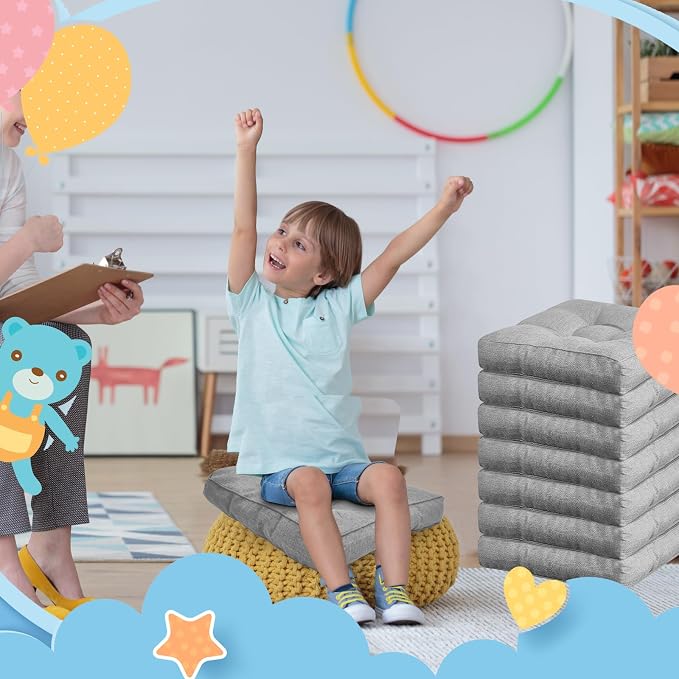 Juexica 8 Pcs Floor Cushions for Kids Floor Pillows Flexible Seating Cushions - Image 3