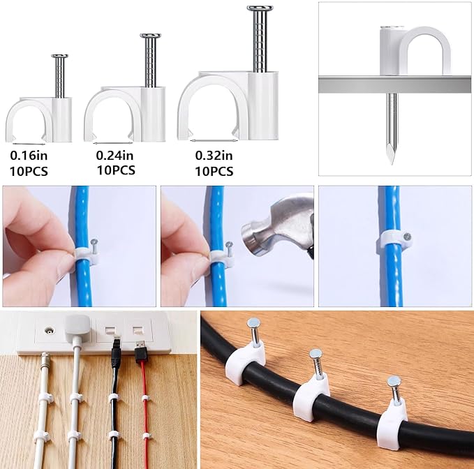 ELII 327PCS White Cable Management Kit 4 Cable Cable Sleeves 65 Cable Clips | - Image 6