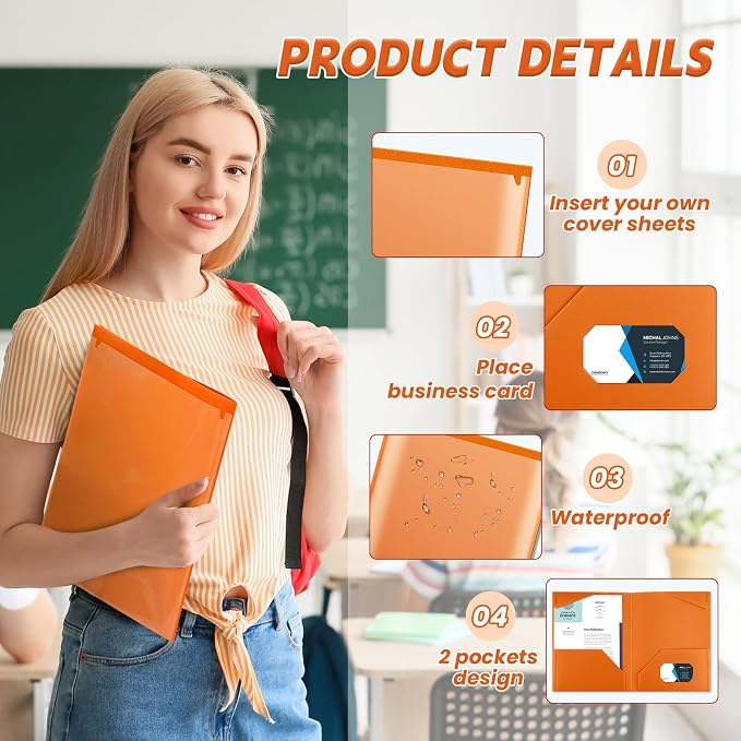 Henoyso 36 Pack Orange Plastic Folders - Image 3