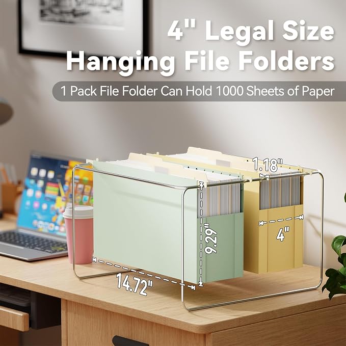 Ansook Legal Size Hanging File Folders, 6 Pack Expandable 4 Inch File Folders - Image 3