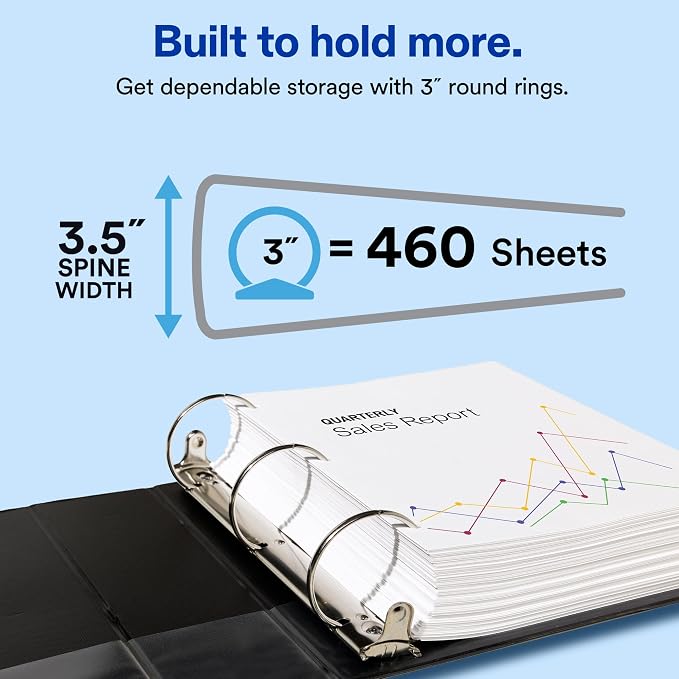 Avery Standard View 3 Ring Binder, 460-Sheet Capacity, 3.5 Inch Wide Spine - Image 2