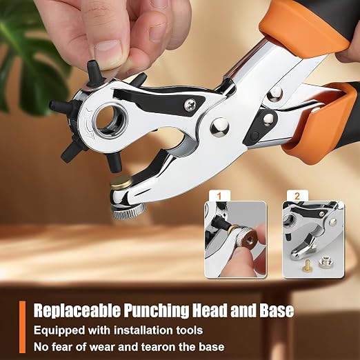 Heavy Duty Revolving Punch Plier Kit, Diyife Leather Hole Punch Set - Image 5