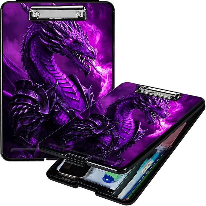 Purple Flaming Dragon A4 Clipboard by Unknown
