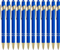 LINFANC 12 Pack Blue Gold Ballpoint Pen by LINFANC