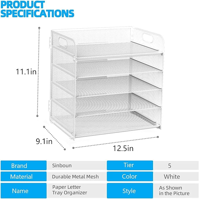 Letter Tray Paper Organizer 5-Tier Desk Organizer File Organizer Paper Holder - Image 2