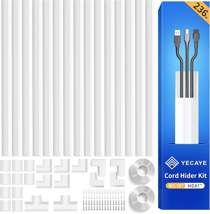 Yecaye TV Cord Hider, 236in Cord Cover, Large Cable Hider, Wire Covers by Yecaye