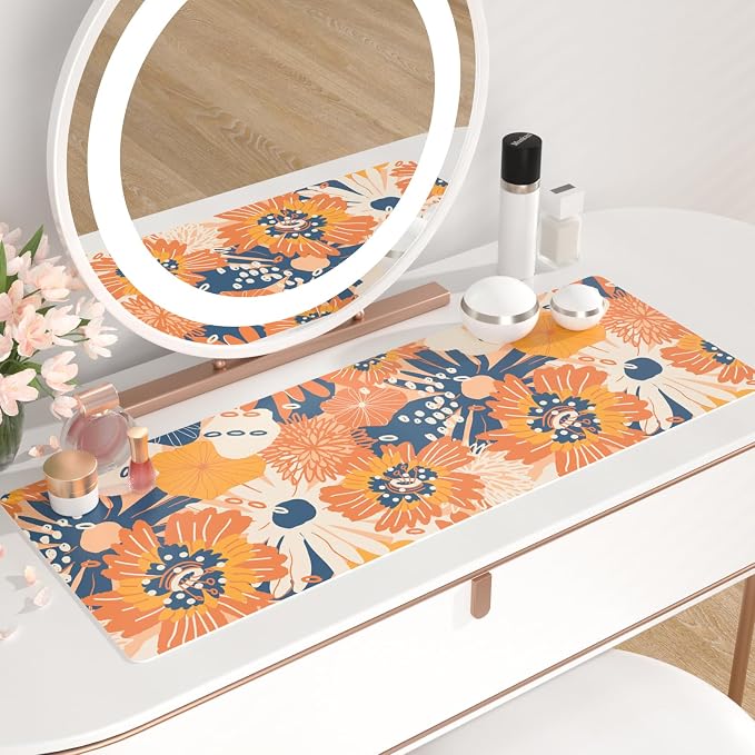 QiyI Large Desk Pad, Floral Mouse Pad Desktop Decor, Waterproof PU Leather Desk - Image 6