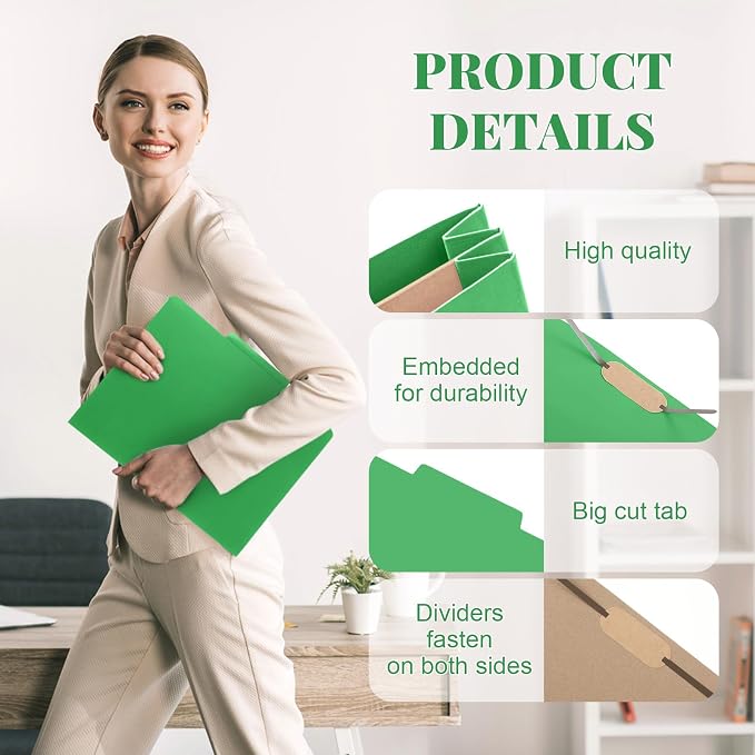 Skyygemm 12 Pcs Classification Folders 3 Pocket Dividers Letter Size Employee - Image 5