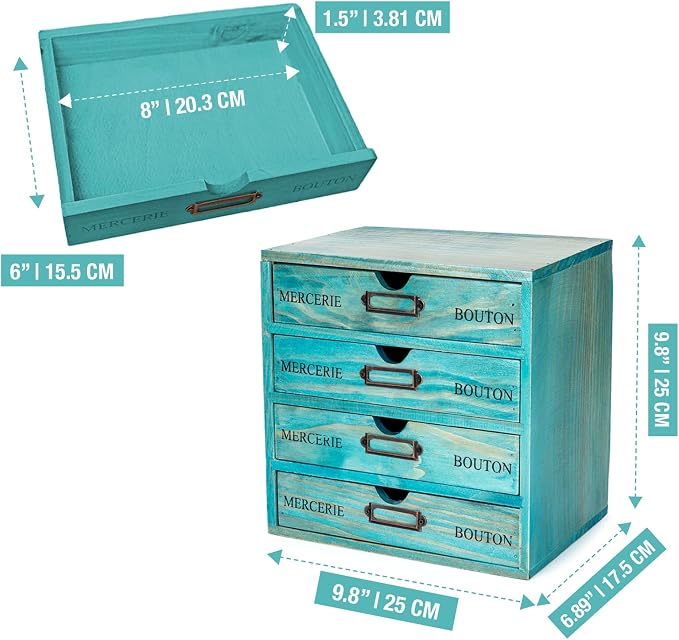 Turquoise 4-Tier Drawer Unit - Image 2