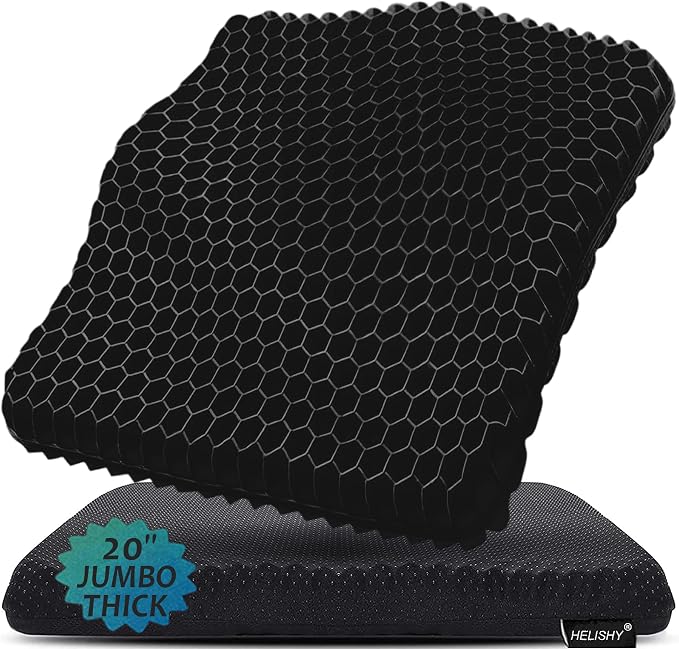 20" Gel Seat Cushion for Long Sitting – Office Chair Cushion – Wheelchair by Helishy