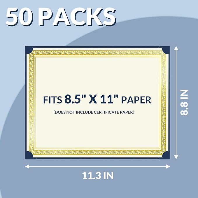 SUNEE Single Sided Certificate Holders, 50 Packs Blue Diploma Holders, - Image 2