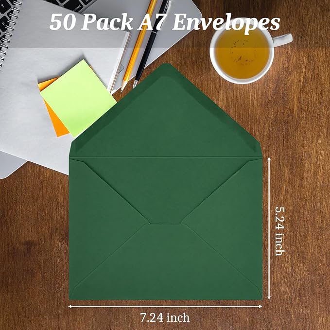50 Pack Dark Green A7 Envelopes, Christmas Greeting Card Envelopes Self Seal - Image 3
