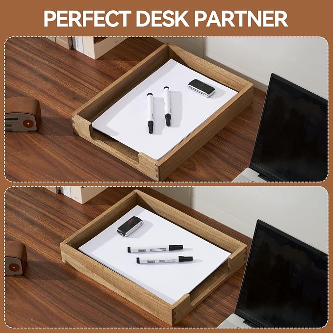 KIRIGEN Wood Letter Tray, Single-Tier Front-Load Desktop Paper Organizer - Image 4