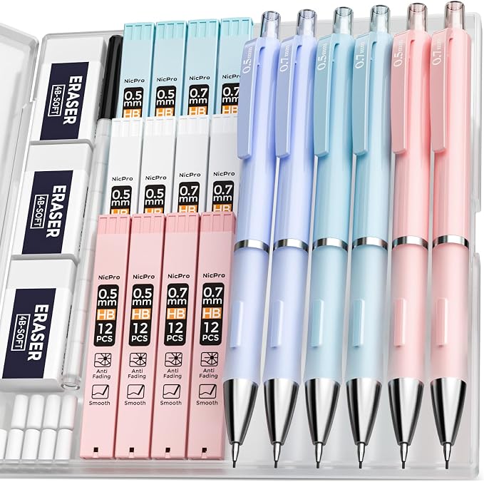 Nicpro 6PCS Pastel Mechanical Pencil Set by Nicpro