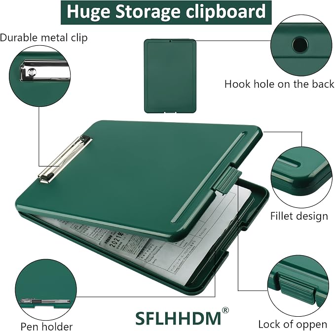 Clipboard with Storage, Storage Clipboard with Clip, Clipboards Foldable - Image 5