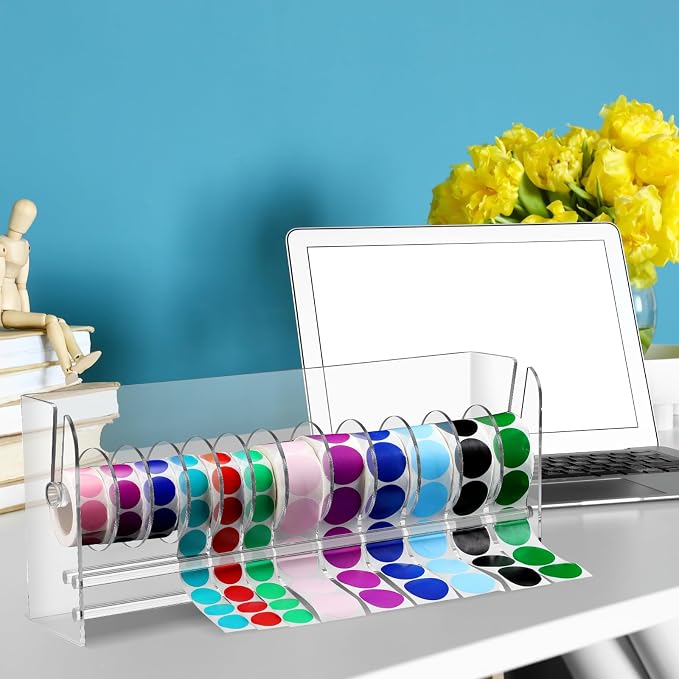 Qilery Adjustable Label Dispenser Acrylic Roll Sticker Dispenser Sticker Holder - Image 5