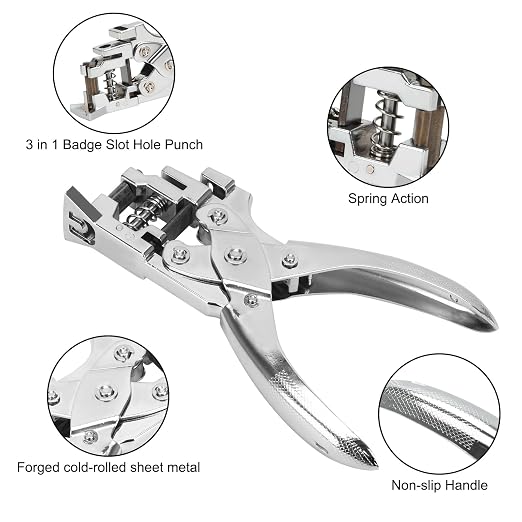 Heavy Duty Handheld Hole Punch for ID Cards, Zinc Alloy Construction, Sharp - Image 3