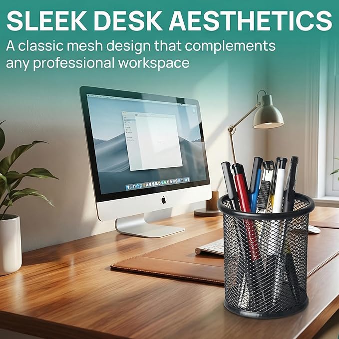Nicunom 12 Pack Metal Pen Holder Wire Mesh Pen Cup Pencil Holder Pencil Cup - Image 5