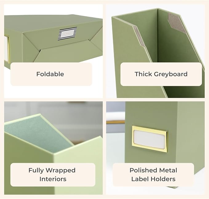 BLU MONACO | Set of 6 Foldable Magazine File Holders in Earth Green | - Image 6