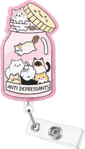 Anti Depressants Funny Nurse Badge Reel, Cute Pink Cat Retractable ID Card by Unknown