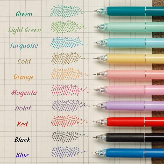 FLEXOFFICE 10-Count Assorted Colors Retractable Ballpoint Pens 0.7mm, Pastel - Image 2