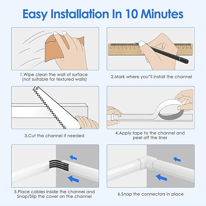 Yecaye TV Cord Hider, 236in Cord Cover, Large Cable Hider, Wire Covers - Image 8
