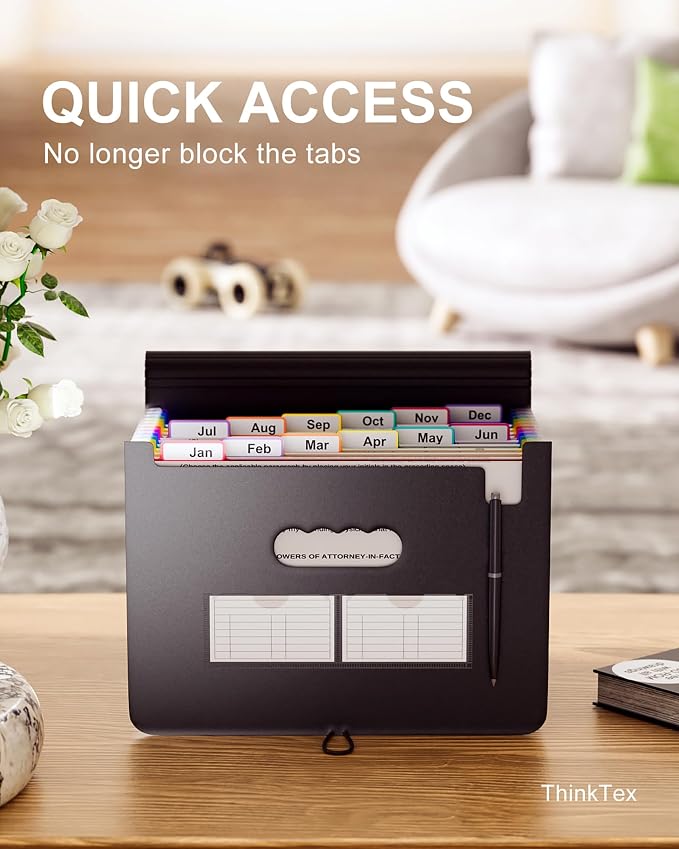 ThinkTex Accordion File Organizer, 12 Pockets Monthly Bill Receipt Organizer - Image 4