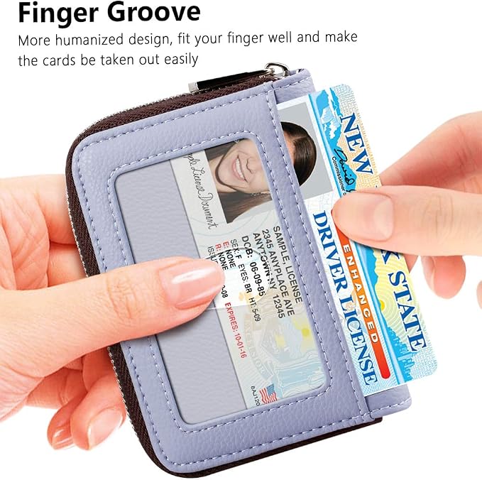 FurArt Zipper Wallet Women, RFID Blocking Credit Card Wallet, Business Card - Image 2